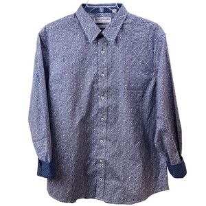 Nick Graham Everywhere Stretch Modern Fit Blue‎ Paisley Performance Shirt XL